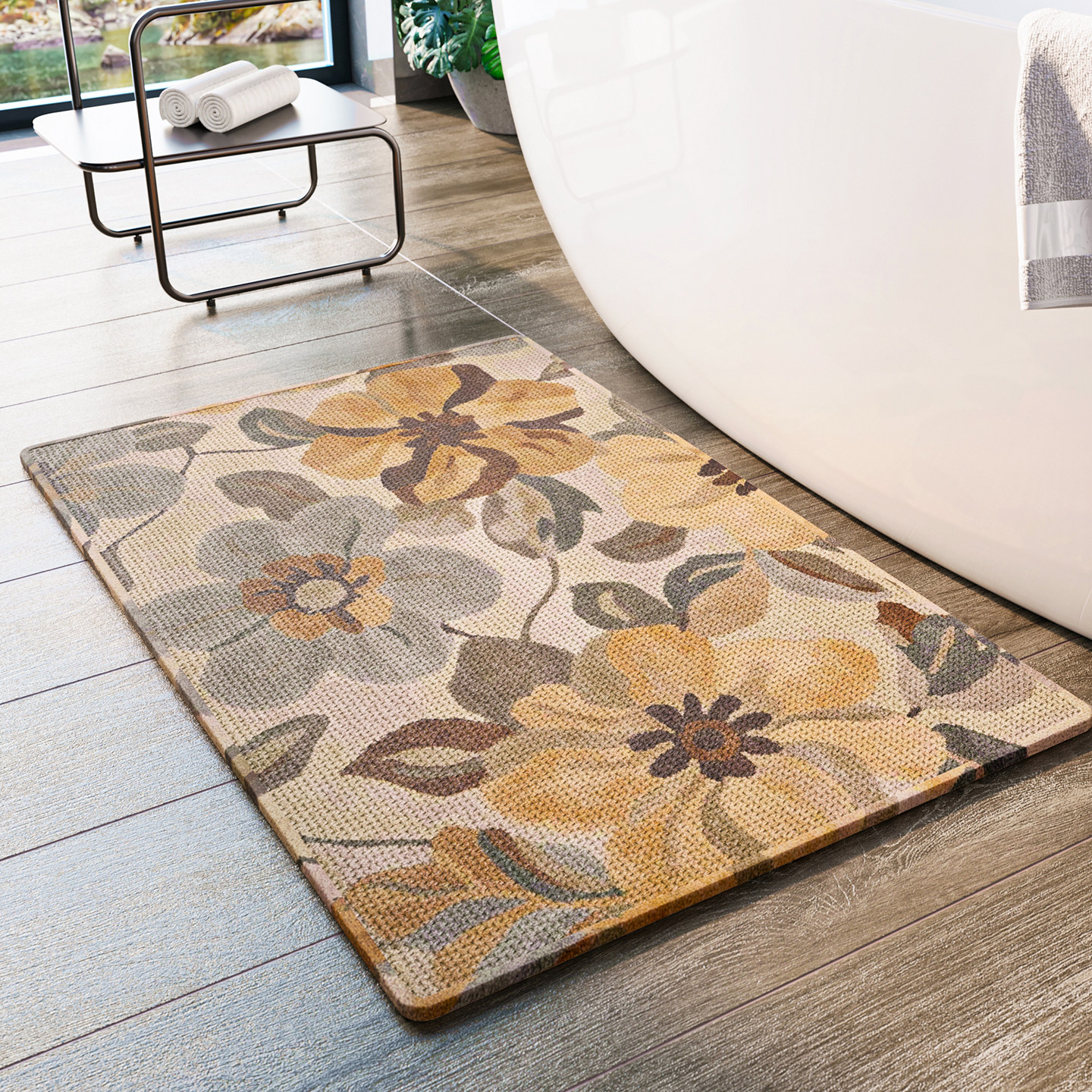 高级感亚麻编织卫生间门口吸水地垫浴室专用防滑脚垫厕所洗手间厚