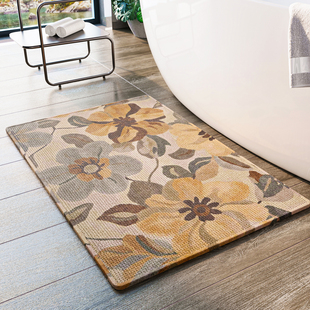 高级感亚麻编织卫生间门口吸水地垫浴室专用防滑脚垫厕所洗手间厚