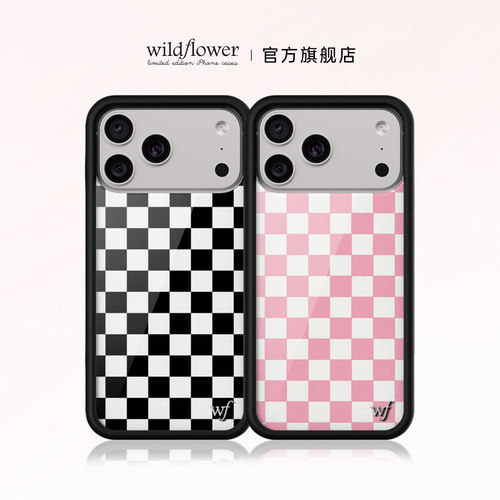 Wildflower黑白/粉色棋格手机壳