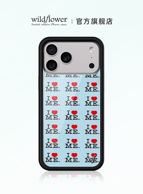 Wildflower我爱自己手机壳蓝色I Heart Me适用苹果iPhone17/16/15/14/13/Pro/Max/Air硬壳全包防摔保护套wf