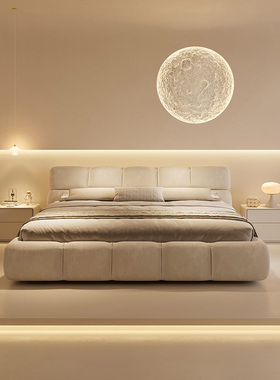 泡芙床侘寂奶油风2米x2米大床法式落地床poliform布艺床简约现代