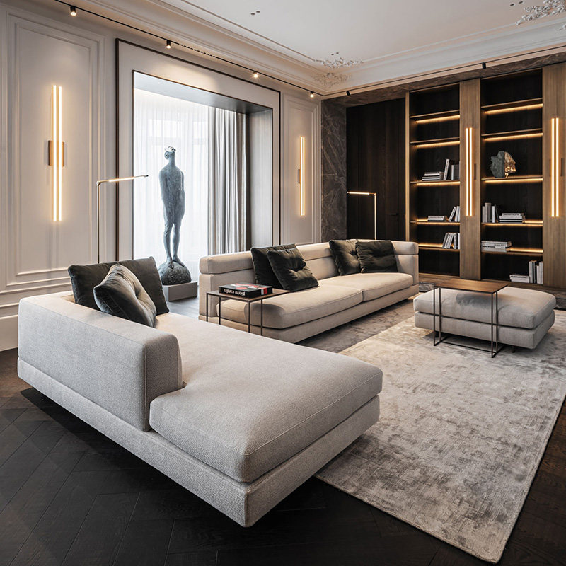 自音意式极简棉麻布艺沙发l型poliform亚历山大现代简约轻奢客厅