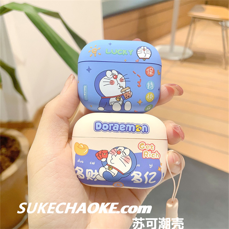 苹果耳机套适用airpodspro2代哆啦A梦airpods3情侣磨砂软壳c口typec第二代防摔airpods1/2不掉盖蓝牙耳机壳女