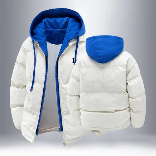 LeYubb潮牌假两件棉衣男士连帽棉服冬季青少年学生冬装棉袄外套