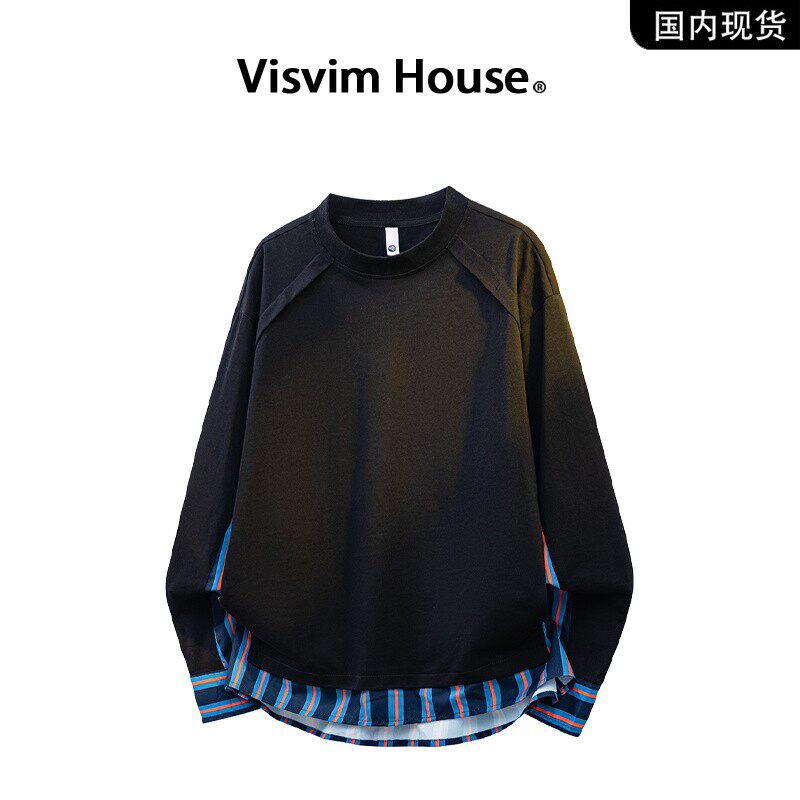 品牌现货撤柜】VISVIM WINGS秋季新款圆领百搭拼接纯棉圆领卫衣男