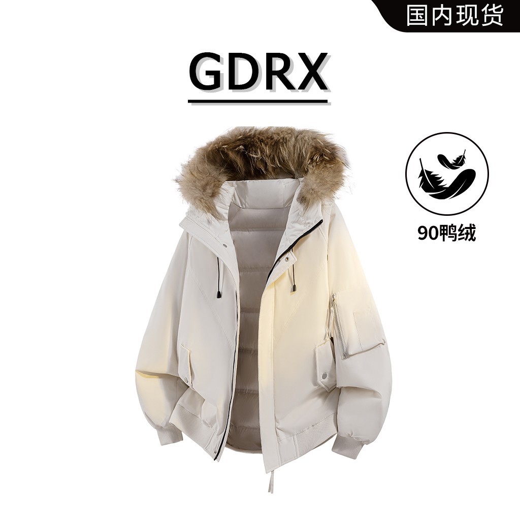 GDRX美式复古休闲羽绒服男士冬季潮流工装保暖外套轻奢痞帅男装