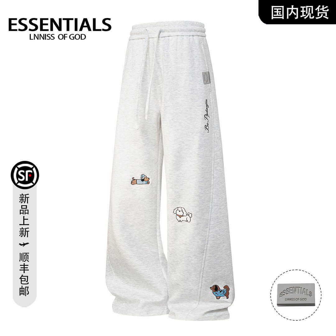 ESSENTIALS LNNISS 阔腿弯刀裤子男女款宽松运动卫裤直筒休闲长裤