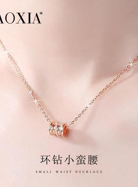 小蛮腰999纯银项链女2024新款爆款彩金轻奢小众送生日情人节礼物