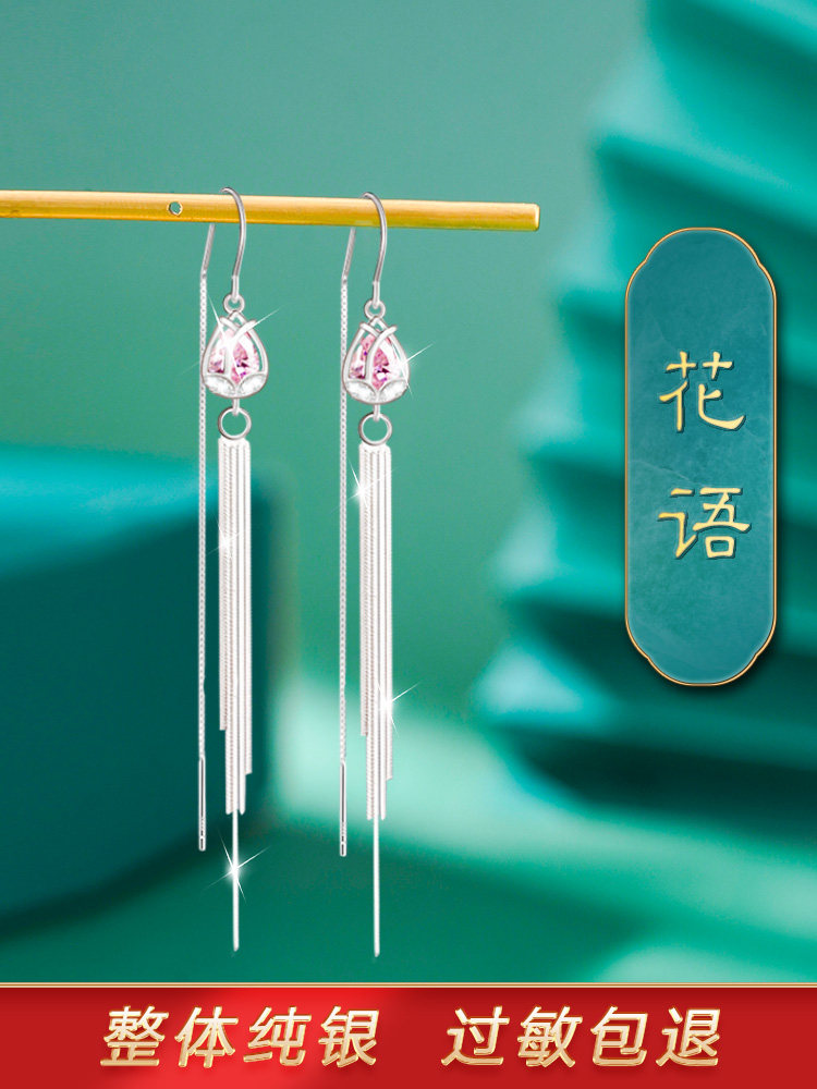 纯银耳环流苏2023年新款耳坠耳线女耳饰中国风气质生日礼物送女友
