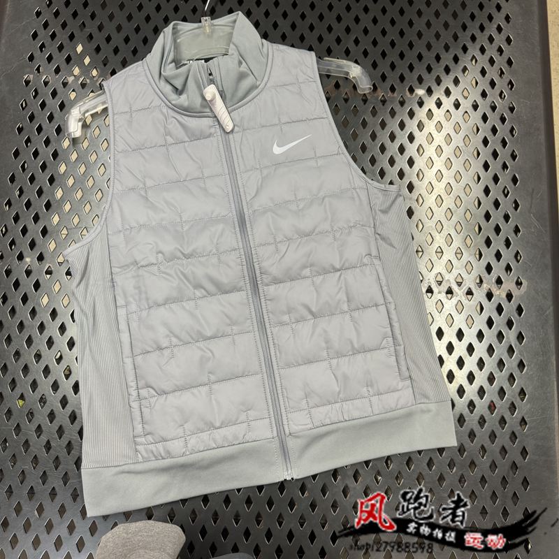 NIKE耐克马甲女秋冬跑步训练防风保暖立领夹棉马甲背心户外骑行