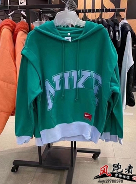 正品清仓NIEK耐克秋冬保暖卫衣女宽松运动休闲连帽薄绒套头衫