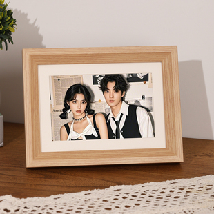 实木相框空框摆台照片定制高级感加打印做成相册六寸7寸8寸展示架