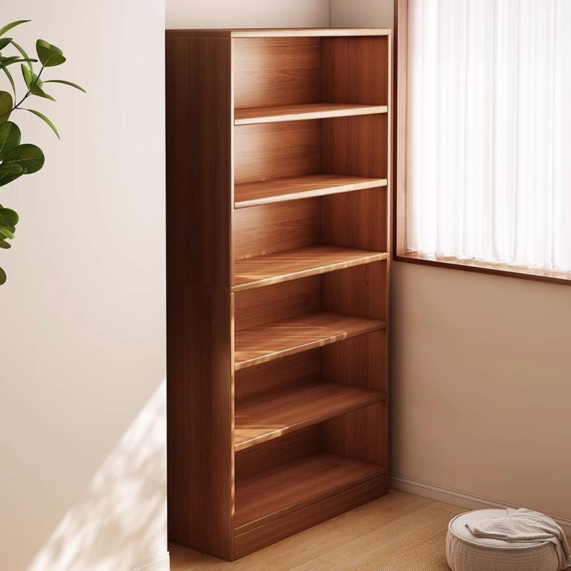 仿实木原木书柜书架简易一体靠墙