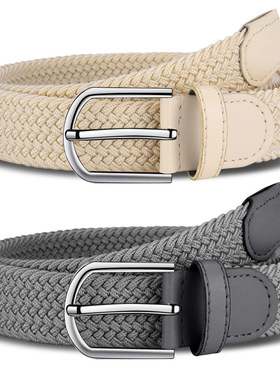 无孔松紧高弹力女士编织腰带2024新款帆布时尚百搭装饰牛仔裤皮带