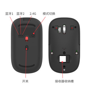 耐菲无线蓝牙三模鼠标可充电式静音笔记本电脑平板鼠标Type-C接口