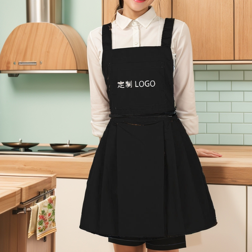 日系学院风简约纯色防水防油围裙