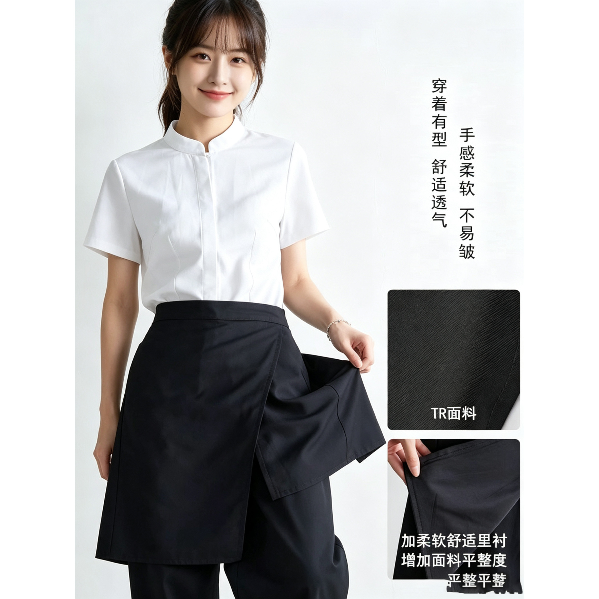 半身围裙餐饮咖啡理发造型师火锅酒店厨房围腰工作服务员定制印字