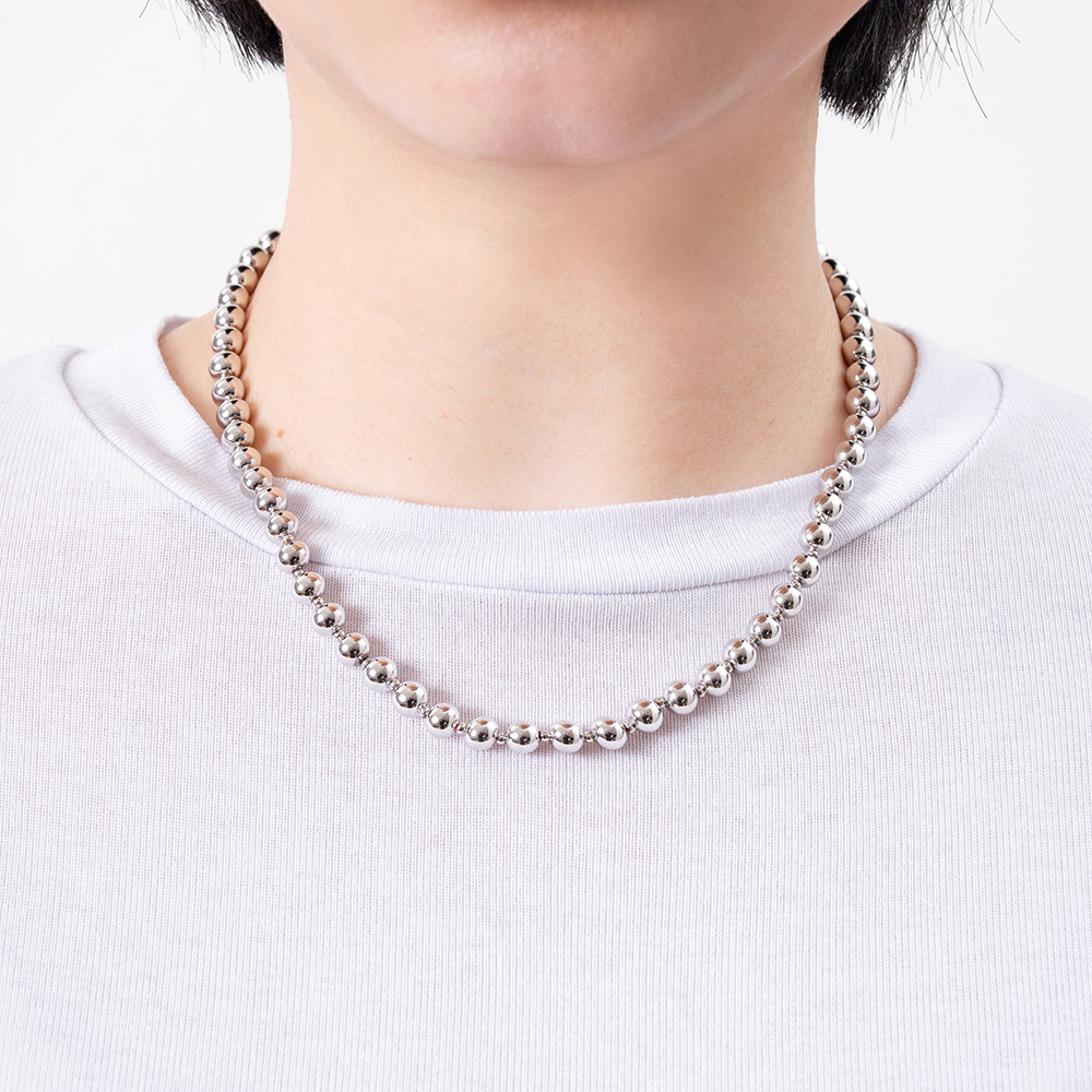 Link Exchange“沉甸甸银色小球”珠串短项链_干净气质通勤