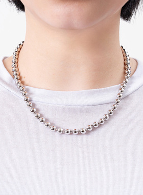 Link Exchange“沉甸甸银色小球”珠串短项链_干净气质通勤