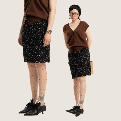 LinkExchange泡泡纱波点铅笔裙