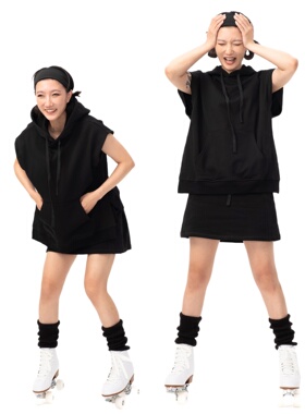 Link Exchange换季必入连帽卫衣马甲_设计款前长后短开衩下摆