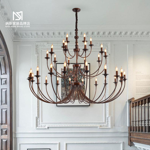 法式中古风实木楼梯吊灯