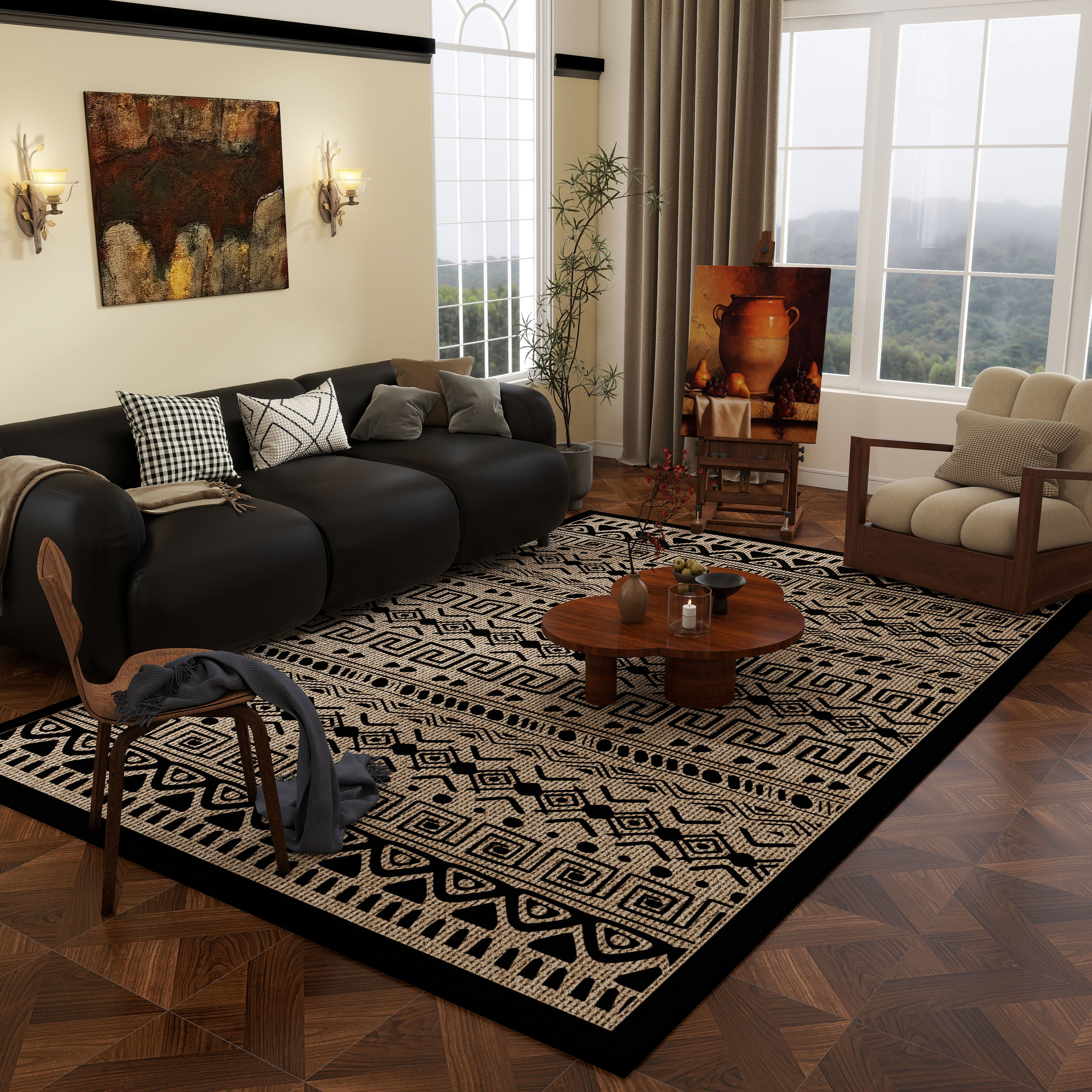 中古风客厅地毯2026新款沙发地垫高级感茶几毯卧室防滑复古床边毯