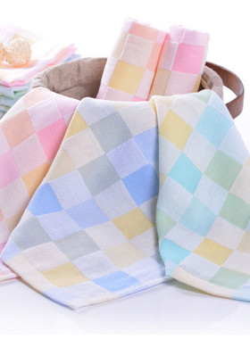纯棉彩格小方巾擦脸四方毛小巾儿纱童布儿园幼毛巾擦脸毛巾