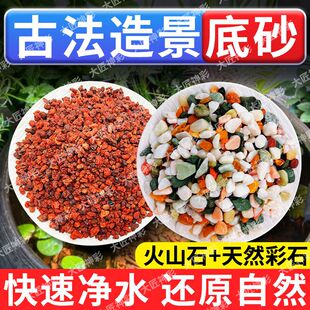 天然火山石五彩石鱼缸专用底砂造景装饰套餐原生水族古法养鱼铺底