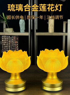 合金佛灯灯莲花灯观世音前长明家用led充电供佛灯电池供灯