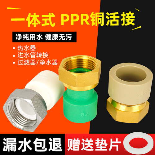 ppr水管配件活接25热熔32水管直通内丝6分1寸铜热水器前置过滤器