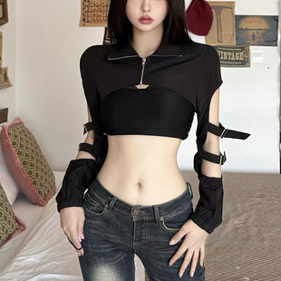 打歌服爵士舞kpop跳舞短款辣妹heels上衣gogo演出服设计感女团风