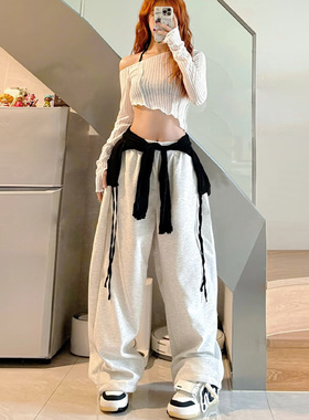 jazz爵士舞上衣浅灰色阔腿休闲裤垂感运动跳舞裤子打歌服女团套装