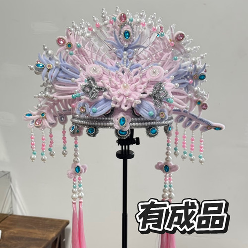 DIY古风粉黛凤冠扭扭棒成品