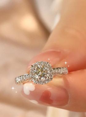 s925纯银戒指女莫桑石钻戒D色闭口食指戒小众设计感女生仿真钻石