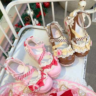 草莓限定厚底增高鞋lolita鞋