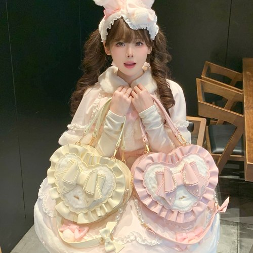 定金【小礼盒】爱心包蝴蝶结毛绒少女甜美lolita原创手提女包