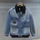 高端复古灯芯绒拼接潮牌牛仔外套男士 夹克 多口袋工装 宽松大码 美式