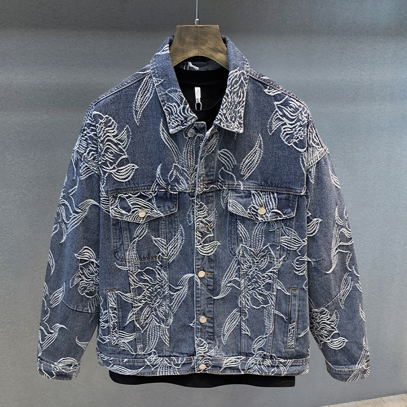 高级感春秋刺绣宽松牛仔夹克外套