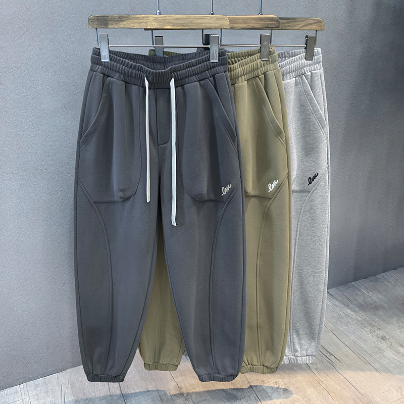 日系复古潮牌加绒加厚卫裤男士休闲裤冬季工装束脚裤宽松运动裤子,男装,卫裤,淘宝优惠券,粉丝福利购,淘宝优惠卷