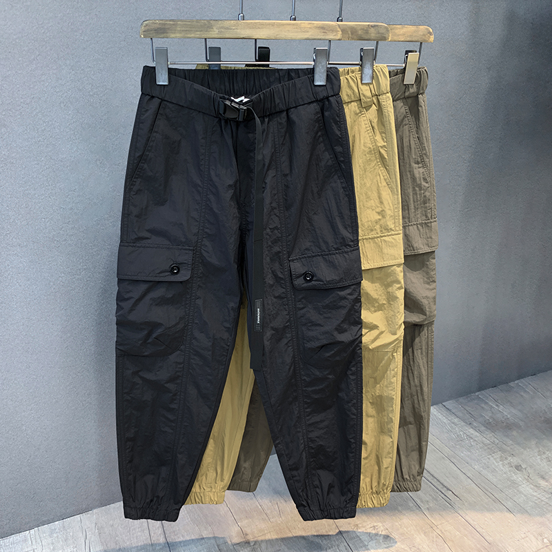 褶皱速干束脚工装裤九分休闲裤潮