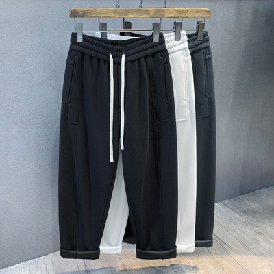 重磅斜纹棉休闲裤美式运动长裤潮