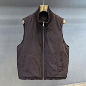 高端复古棒球领轻薄鸭绒羽绒马甲男款 保暖背心男装 秋冬季 外穿美式