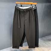 裤 高端深咖色复古气质感休闲裤 子 宽松小直筒锥形长裤 男装 男士 秋季