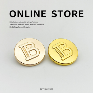 B家重工实心大衣皮草外套纽扣男女金属西装上衣毛衣扣子钮扣金色