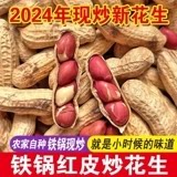 炒花生带壳原味道2025年粒红皮熟花生新货炒货现炒山东铁锅柴火