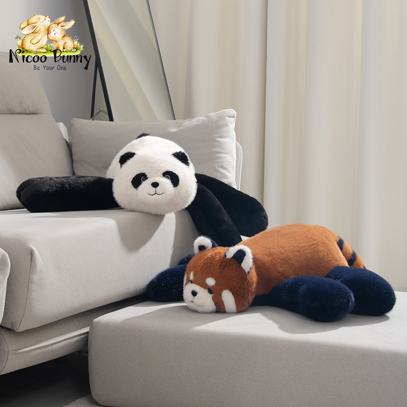 新品Hapanda熊猫趴枕毛绒玩具睡觉抱枕玩偶送女友生日礼物公仔