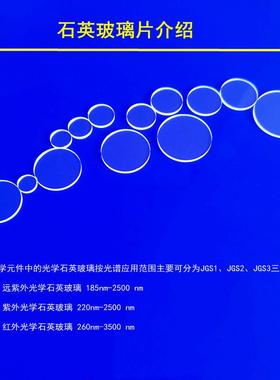 石英片JGS2直径3/5/8/10/20/25/50厚0.5/1/2/3/5mm紫外石英玻璃片