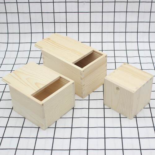 实木正方形抽拉盖木盒定做松木礼品盒首饰盒带盖子小木盒茶盒包装
