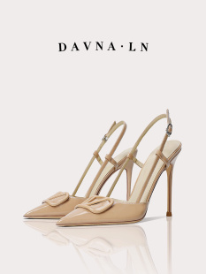 真皮V扣绝美凉鞋 DAVNA`LN裸色高跟鞋 配裙子法式 夏季 女2025年新款